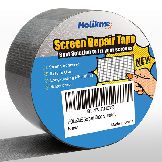 Window Screen Repair Tape, Door Window Fly Lanai Screen Repair Kit Patch Tape Strong Adhesive Long Lasting Fiberglass Covering Wire Mesh Repair Tape Seal for Repair Holes Tears 2"W×80"L, Grey