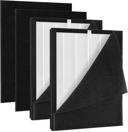 2 Pack KJ190L Filter Replacement Compatible with MOOKA KJ190L Air Purifier for Home Large Room 2000 Ft², 2 HEPA Filters and 4 Washable Prefilters Pet Air Purifier Filters for Bedroom