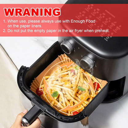 Air Fryer Paper Liners, 50 PCS Air Fryer Liners Disposable, 8" Square Baking Liner for 5-8 Qt Airfryer Basket, Non-Stick and Oil Proof Parchment Paper for Oven, Pans & Baking
