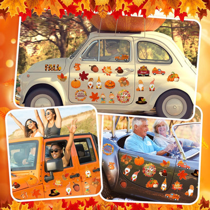 24-Piece Autumn-Themed Happy Fall Gnome and Pumpkin Refrigerator Magnets Set - Decorative Magnetic Stickers for Thanksgiving and Harvest Celebrations