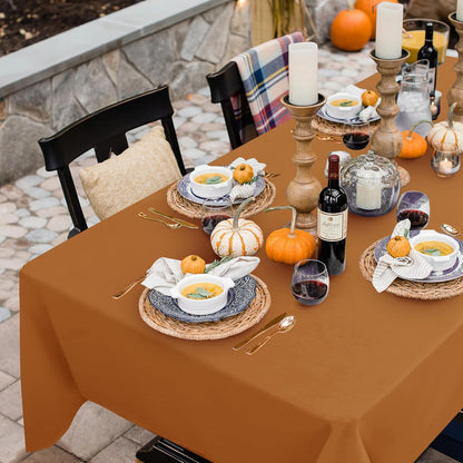 Fall Tablecloth Rectangular for 6 Foot Tables - 60 X 102 Inch - Stain and Wrinkle Resistant Rectangle Table Cloth, Fabric Thanksgiving Table Cover for Dining Tables, Buffet Parties, Bronze