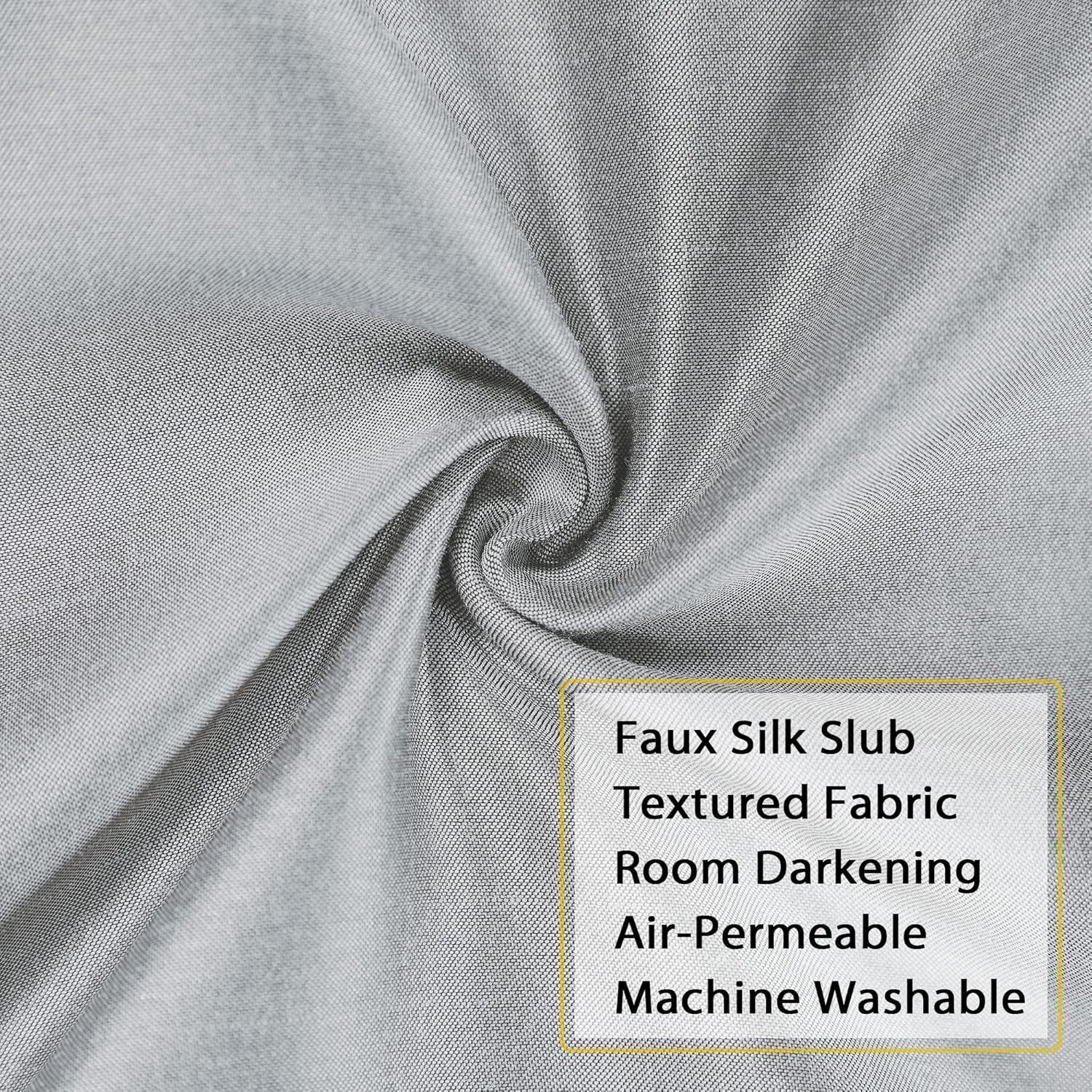 Uptown Silver Grey Kitchen Tier Curtains 36 Inch Length 2 Panels, Faux Silk Room Darkening Privacy Short Curtains for Small Window Farmhouse Bedroom Basement Bathroom, Each 30X36 Inch