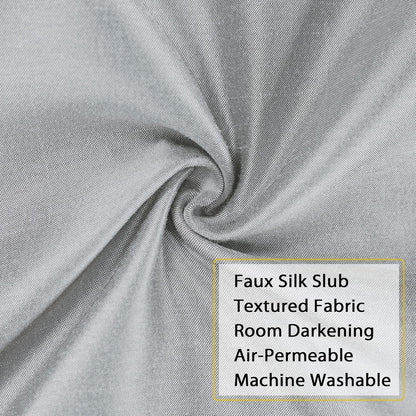 Uptown Silver Grey Kitchen Tier Curtains 36 Inch Length 2 Panels, Faux Silk Room Darkening Privacy Short Curtains for Small Window Farmhouse Bedroom Basement Bathroom, Each 30X36 Inch