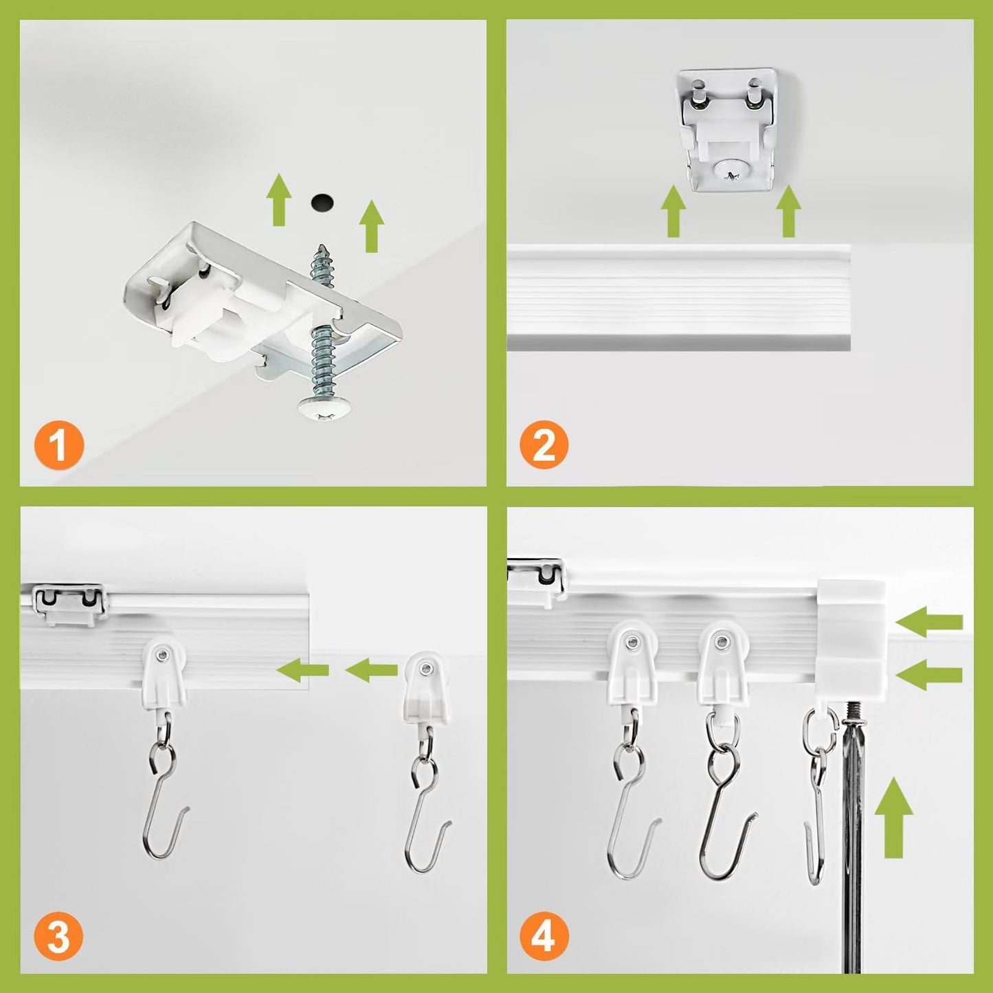 Flexible Ceiling Curtain Track, Ceiling Track for Curtains, Curtain Track Ceiling Mount, Curtain Rail, Ceiling Curtain Rod, Sliding Curtain Track System (8 Ft)