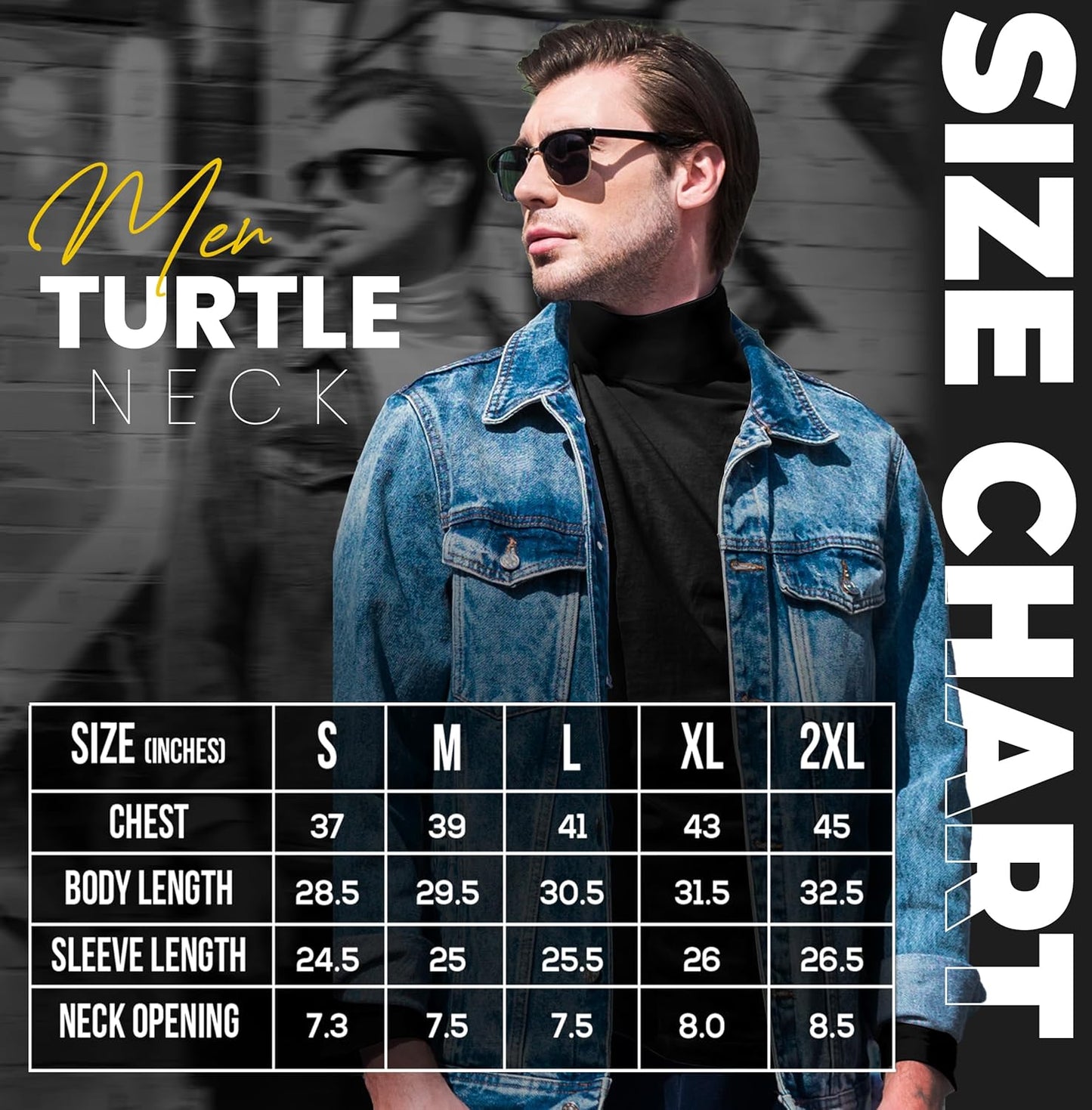 Men'S Turtleneck Slim Fit Lightweight Pullover Top