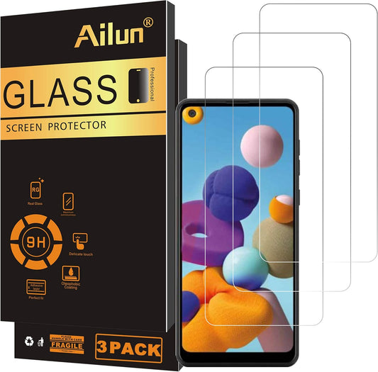 Screen Protector for Galaxy A21 3 Pack Tempered Glass Ultra Clear Anti-Scratch Case Friendly