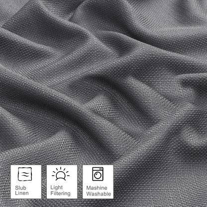 Bob 1 PCS Dark Grey Valances for Windows, Faux Linen Textured Kitchen Window Curtains Valance for Bedroom Living Room, Modern Soft Airy Solid Rod Pocket Bathroom Cafe Curtain, 60Wx14L Inch