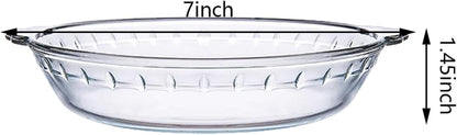 1 Pack round Glass Pie Pans for Baking round Baking Dishes with Handles for Apple Pie Pumpkin Pie Salads (Clear 7In)