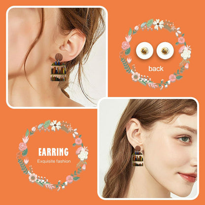 Christmas Gifts Book Earrings for Women Handmade Acrylic Bookcase Dangle Earrings with Book for Book Lovers Gift Library Earrings as Teacher Earrings for Teacher Appreciation Gifts