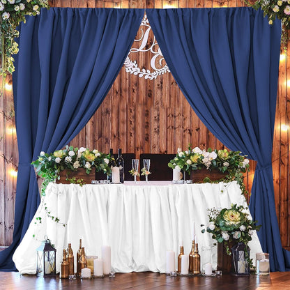 Blue Backdrop Curtains for Wedding, Polyester Backdrop Drapes for Photo Background Baby Shower Decorations, Wrinkle Free Polyester 5Ft X 7Ft Fabric Drape 2 Panels with Rod Pockets