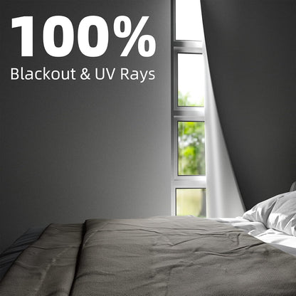 Portable Blackout Curtains 71"×57" Strong Hook and Loop Tape Strips with Adhesive,Black Out Shades That Can Be Cut,100% Blackout Material Window Blinds for Baby Nursery or Travel Use-White V2