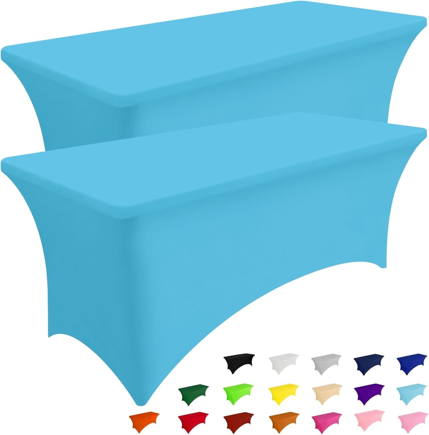 2 Pack Spandex Table Cloth 4FT, Elastic Fitted Stretch Tablecloths for Rectangle Tables, Washable Table Cover for Outdoor, Wedding, Banquet & Parties (Blue Mist, 48Lx30Wx30H Inch)