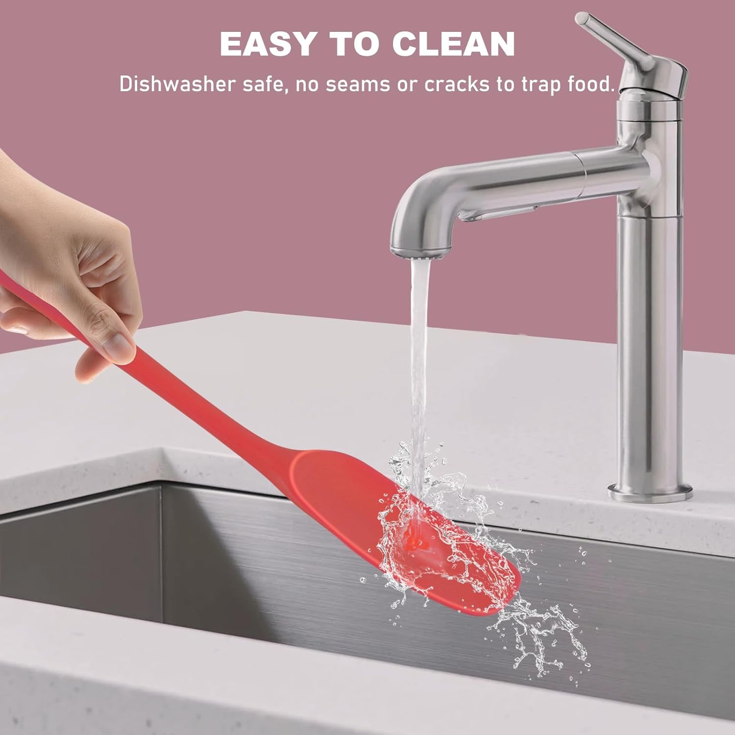 Silicone Spatula Set, Rubber Spatula High Heat-Resistant Premium Bpa-Free One Piece Seamless Design Cooking Spatulas Utensils Set for Kitchen 4Pack(Red)