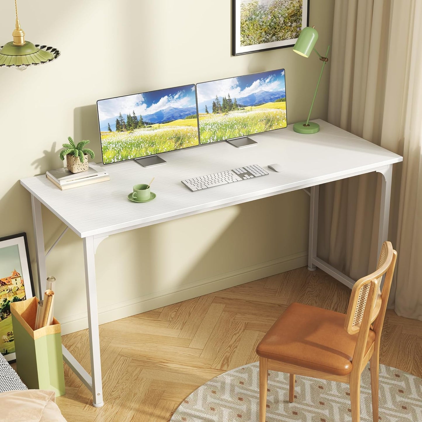 55-Inch Modern Home Office Desk with Sturdy Metal Frame and Ample Legroom for Gaming and Writing