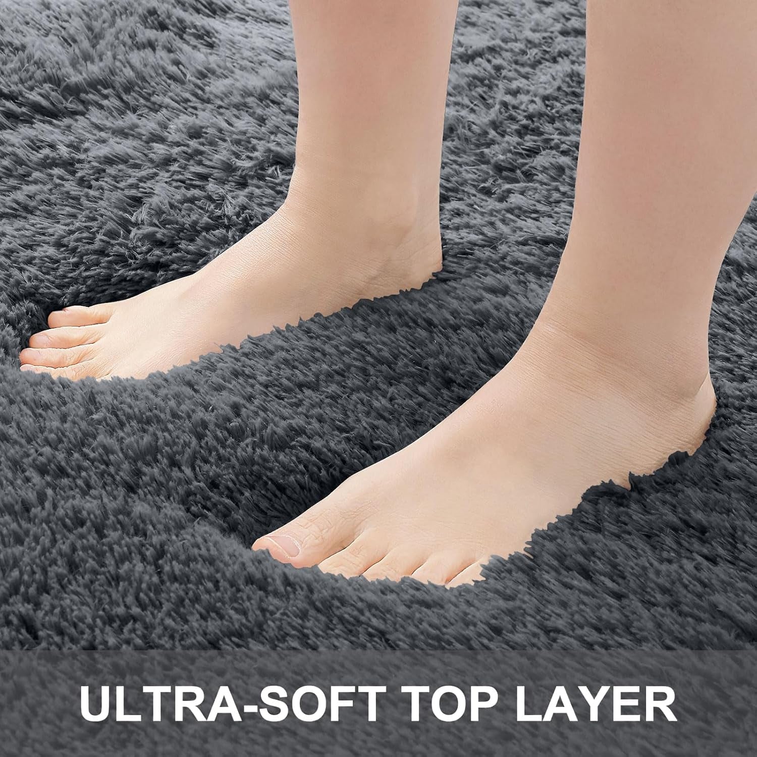 2X3 Machine Washable Small Bedside Rug, Soft Fluffy Shaggy Entryway Throw Rugs for Bedroom, Living Room, Indoor Floor Carpet for Kids Girls and Boys, Nursery Rooms, Home Decor Aesthetic, Grey