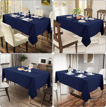 Rectangle Table Cloth, Waterproof Anti-Scratch Polyester Tablecloth, Decorative Washable Fabric Table Cover for Dining, Buffet, Parties and Outdoor, 60X84, Navy