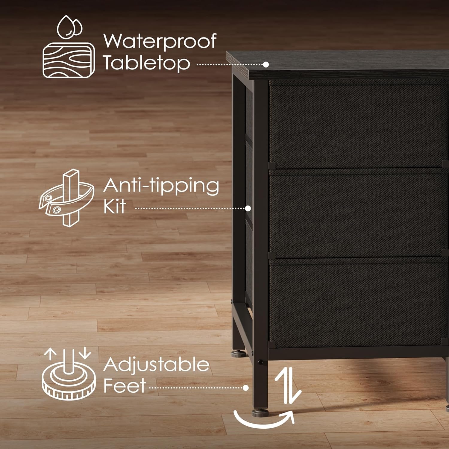 63-Inch TV Stand for 65-70 Inch TVs, 11-Drawer Long Dresser with Power Outlets and LED Lighting, Black Entertainment Center with Storage and PU Leather Surface