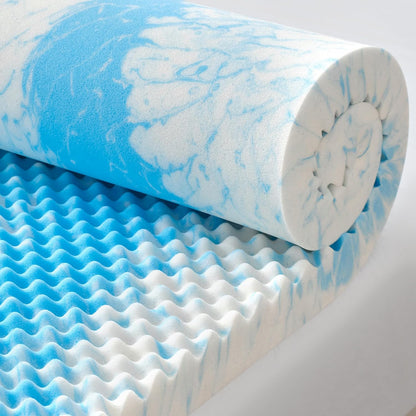 2 Inch Egg Crate Memory Foam Mattress Topper Twin Size, Soft Mattress Pad for Back Pain Relief, Bed Topper, Certipur-Us Certified, Blue