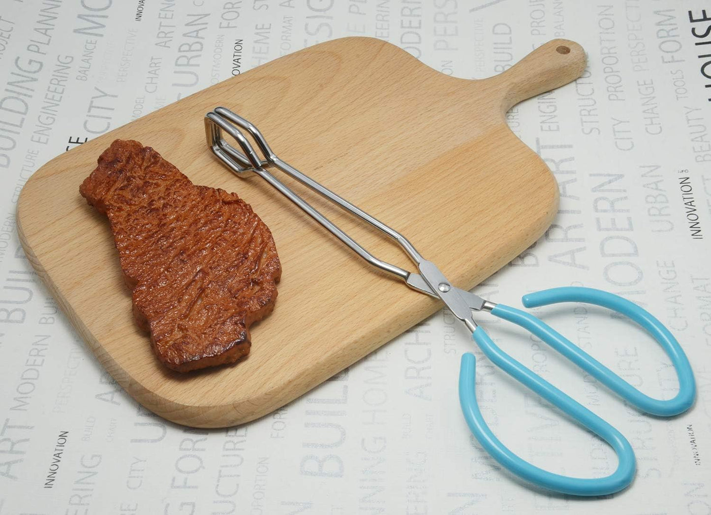 Kitchen Scissor Tongs 10-Inch with Comfort-Grip Handle Heavy Duty Stainless Steel Scissor Cooking Tongs