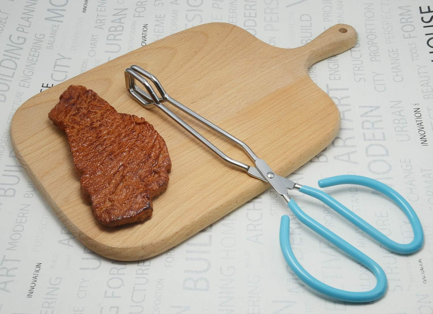 Kitchen Scissor Tongs 10-Inch with Comfort-Grip Handle Heavy Duty Stainless Steel Scissor Cooking Tongs