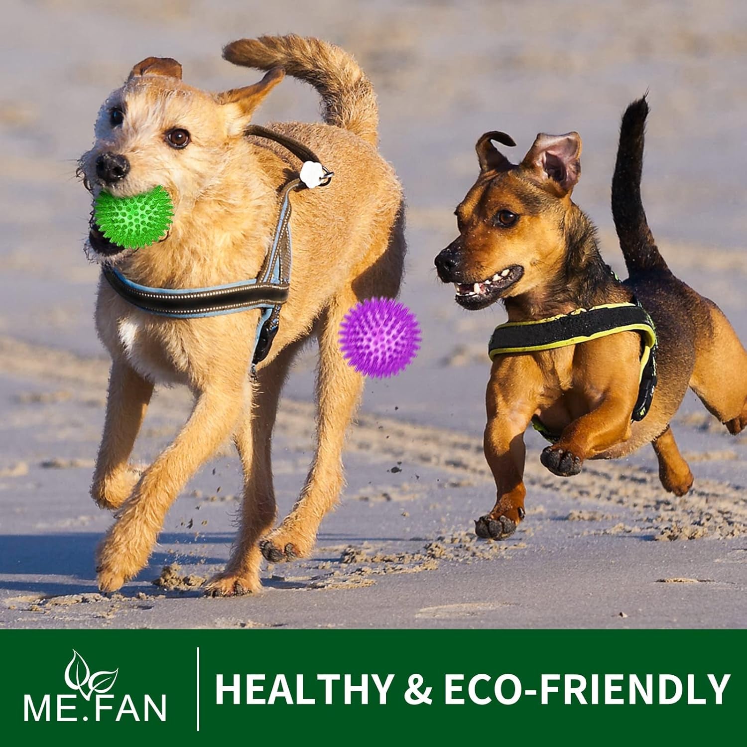 Squeaky Dog Toy Balls,3.5'' Spiky Dog Balls/Puppy Chew Toys for Cleaning Teeth and Gum Health/Squeaker Ball Toys for Aggressive Chewers 3 Pack [Blue Green Orange]