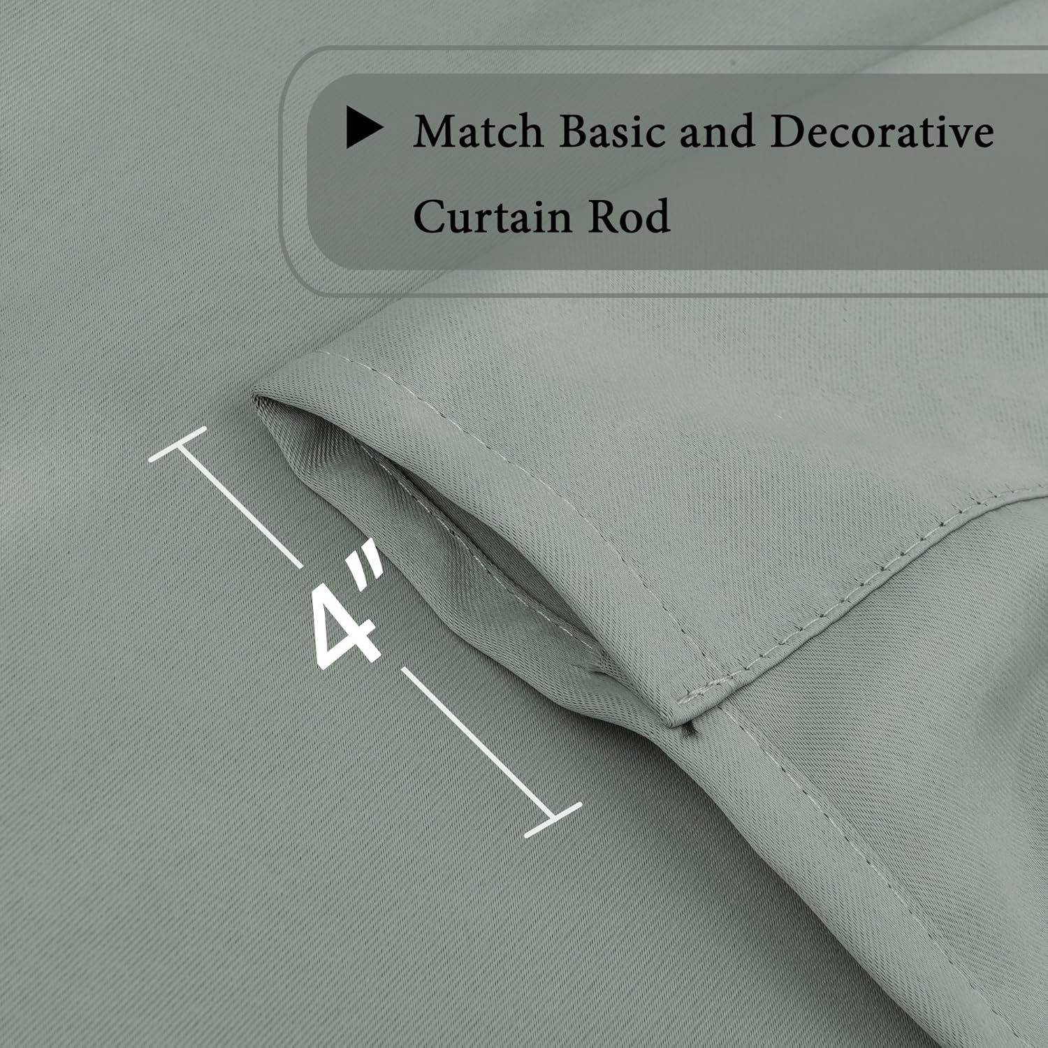 Blackout Curtains-Tie up Shade for Window Thermal Insulated Room Darkening Rod Pocket Curtains for Kitchen (Rod Pocket Panel, 42 Inches W X 63 Inches L，Light Sage)