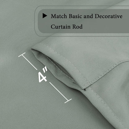 Blackout Curtains-Tie up Shade for Window Thermal Insulated Room Darkening Rod Pocket Curtains for Kitchen (Rod Pocket Panel, 42 Inches W X 63 Inches L，Light Sage)