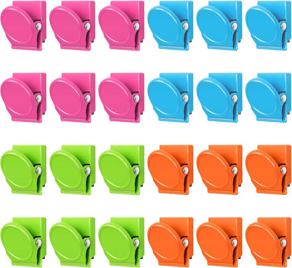 24-Piece Heavy-Duty Magnetic Clip Set for Refrigerators, Whiteboards, and Classroom Use - Ideal for Photo Displays and Lockers