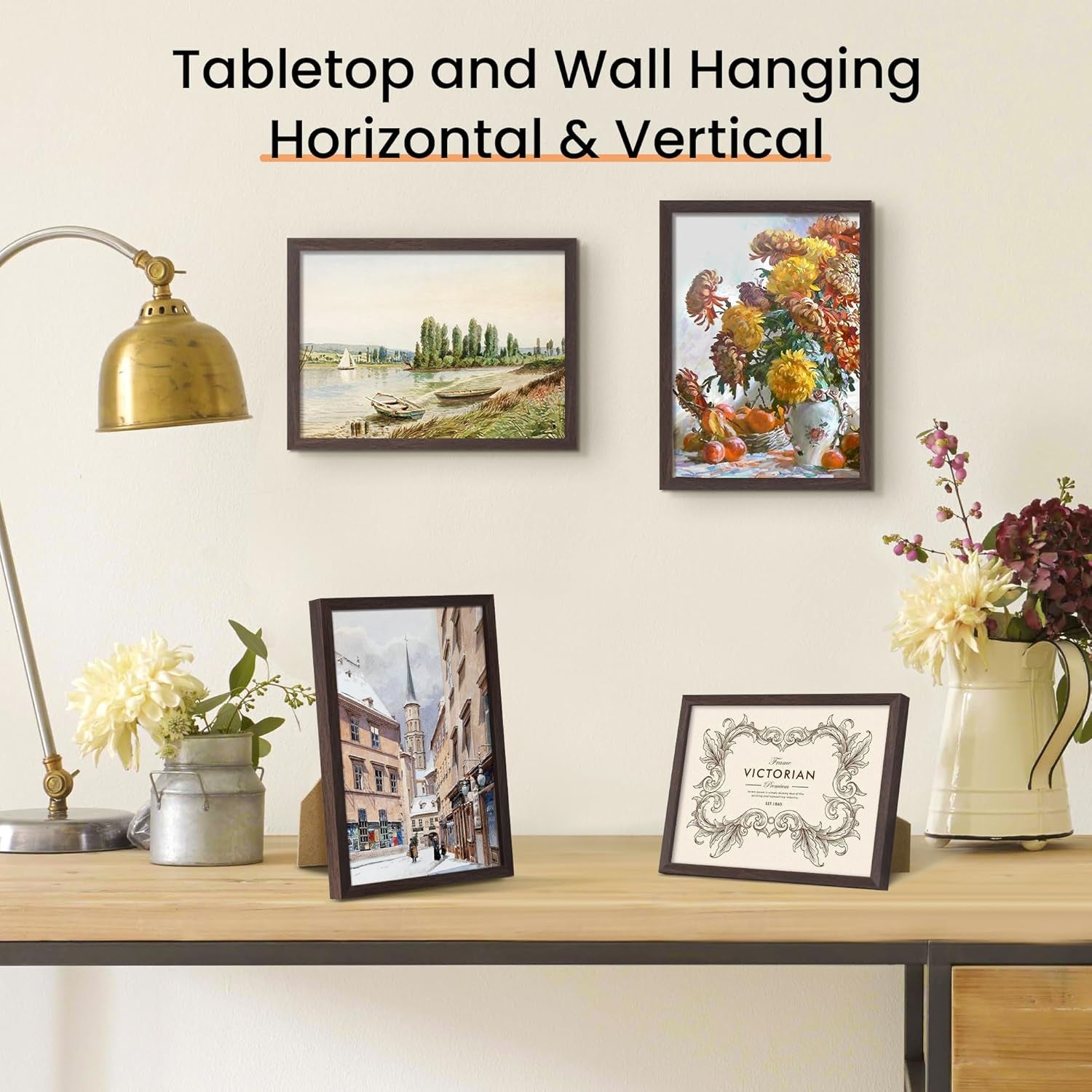 3 Pack 4X6 Frames Bunle with 5X7 Brown Picture Frames