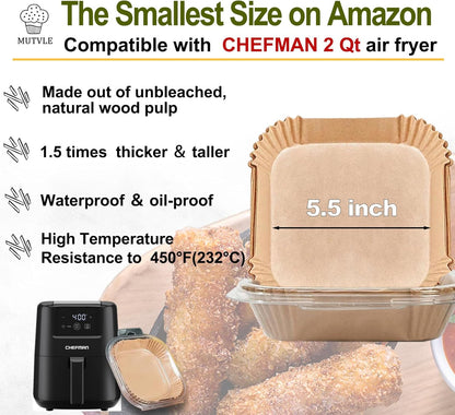 2 QT Air Fryer Liners for CHEFMAN 2 Qt Mini Air Fryer, Air Fryer Liners Disposable Small 2 Qt 2.6Qt, Small Airfryer Liners, DASH Air Fryer Liners