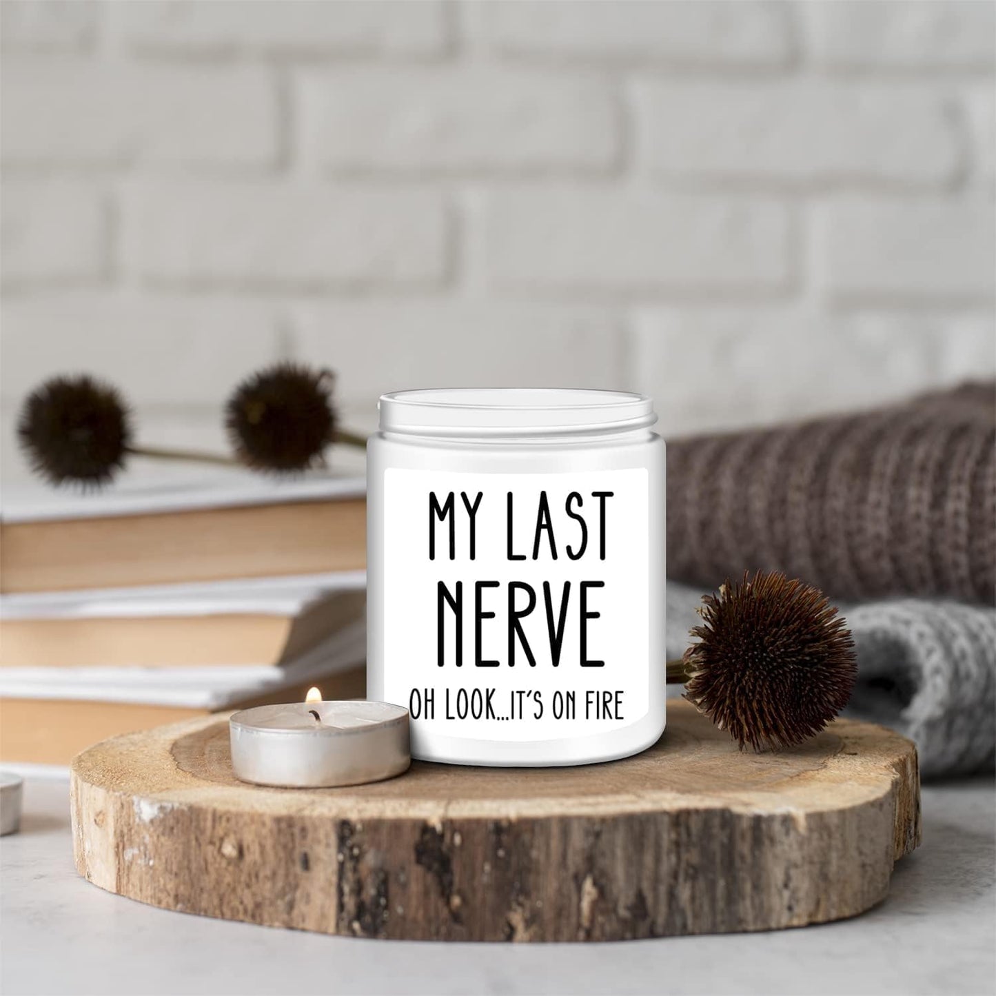 Birthday Gifts for Women, Funny Friendship Gift for Friend - My Last Nerve Lavender Candle - Unique Best Friend Birthday Gifts for Women, Her, Mom, BFF, Sister