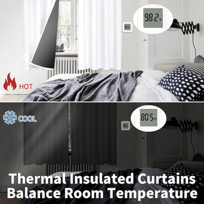 White Blackout Curtains 63 Inch Long - Black Out Curtains for Bedroom Thermal Insulated Grommet Total Room Darkening Window Drapes for Summer Heat Blocking, 2 Panels, 42 X 63 Inch