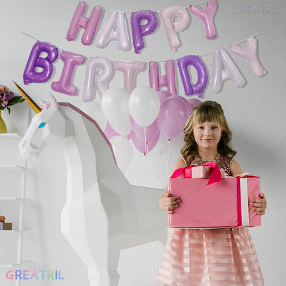 Purple Pink Happy Birthdays Balloons -  Happy Birthdays Balloons Letters for Birthdays Unicorn Mermaid Butterfly Party Decorations 16 Inch