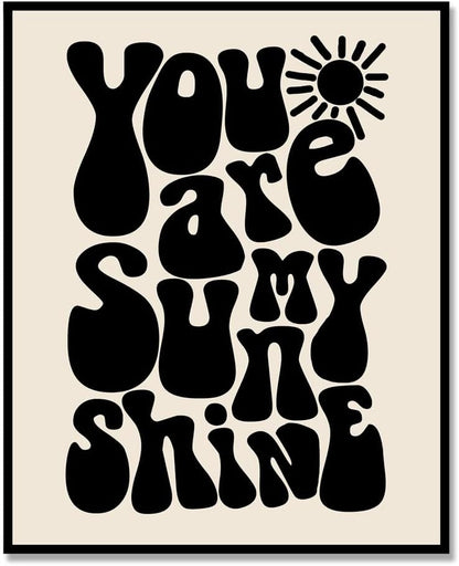 You Are My Sunshine Wall Art, Baby Shower Gift, Baby Room Decor, Sun Nursery Art, Cute Baby Wall Art, Newborn Baby Gift, Black and White, Unframed (11X14 INCH)