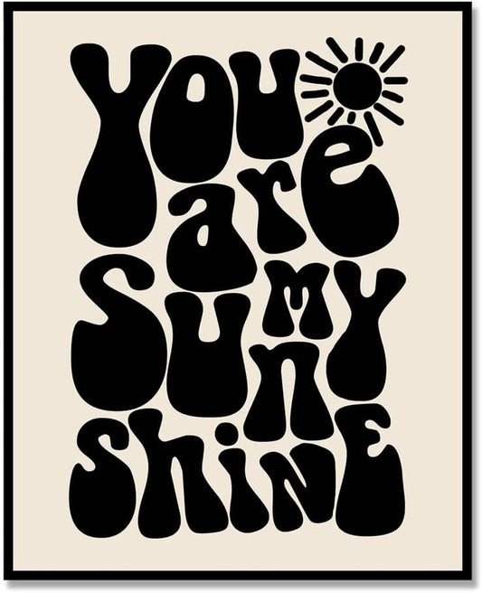 You Are My Sunshine Wall Art, Baby Shower Gift, Baby Room Decor, Sun Nursery Art, Cute Baby Wall Art, Newborn Baby Gift, Black and White, Unframed (11X14 INCH)