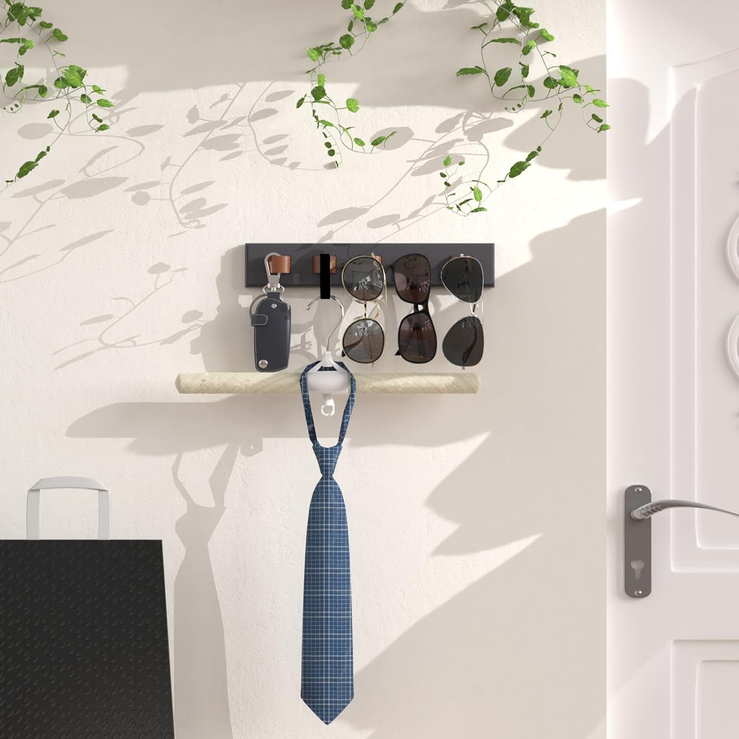 3 Pack Sunglass Organizer, Wall Mounted Sunglasses Organizer, Wooden Glasses Holder Sunglass Holder, Sunglasses Rack for Hanging Your Multiple Eyeglasses, for Wall, Home Decor(Dark Grey)