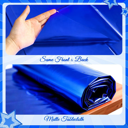 Set of 2 Lake Blue Plastic Tablecloths - Elegant Metallic Matte Finish, 40" x 108" - Ideal for Baby Showers, Christmas, Winter Celebrations, Birthday Parties, Weddings, and Graduation Decorations