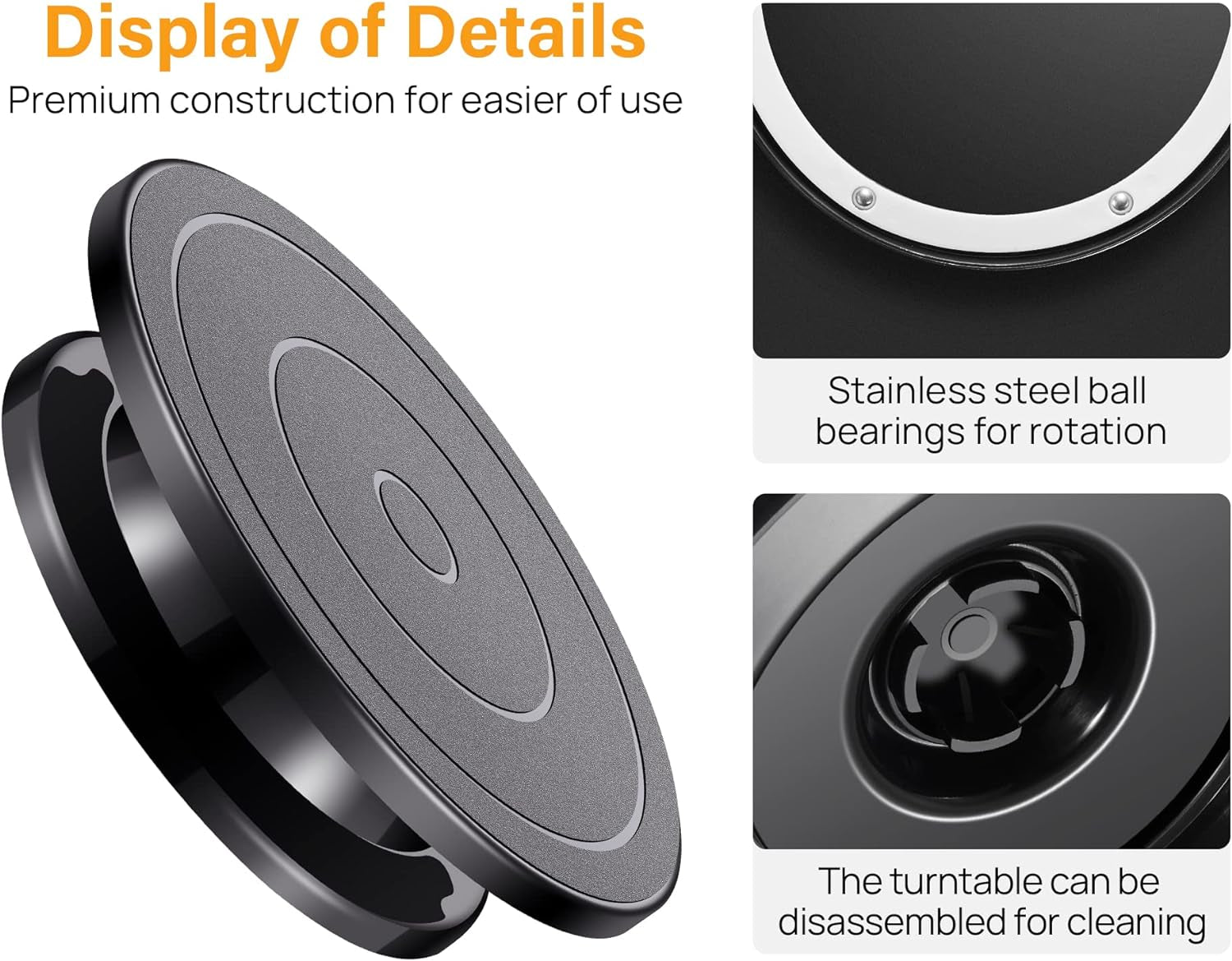 11 Inch Rotate Turntable Sculpting Wheel Revolving Cake Turntable Black Painting Turn Table Lightweight Stand for Paint Spraying Spinner, Cake Decorating, Displaying Item