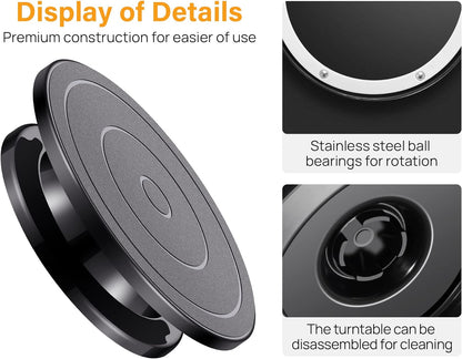 11 Inch Rotate Turntable Sculpting Wheel Revolving Cake Turntable Black Painting Turn Table Lightweight Stand for Paint Spraying Spinner, Cake Decorating, Displaying Item