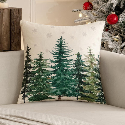 Set of 1 Holiday Christmas Decorative Pillow Cover 18X18 Inch Christmas Tree Throw Pillow Cases Winter Seasonal Cushion Cases Home Decors for Sofa Couch Bedroom