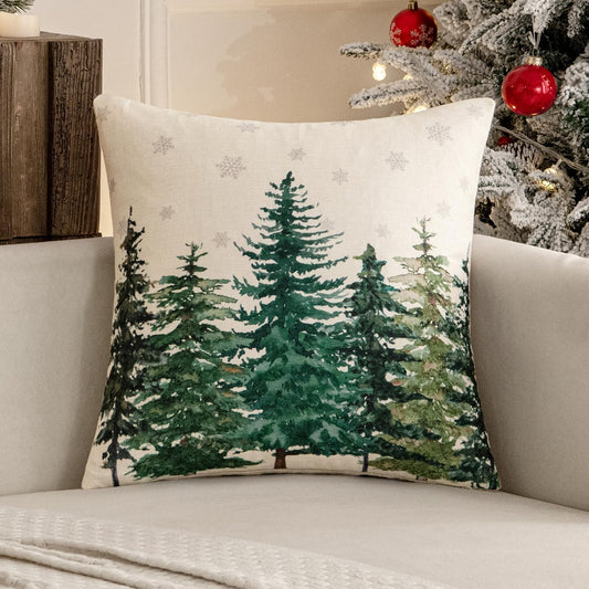 Set of 1 Holiday Christmas Decorative Pillow Cover 18X18 Inch Christmas Tree Throw Pillow Cases Winter Seasonal Cushion Cases Home Decors for Sofa Couch Bedroom