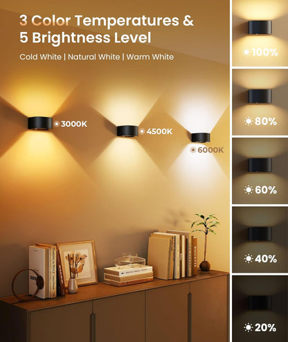 Motion Sensor Wall Lights with Remote Control 3 Colors Wireless Wall Lamp LED Indoor up down Wall Sconces 5000Mah Rechargeable Battery Powered Wall Lamps Brightness Adjustable, 1 Pack