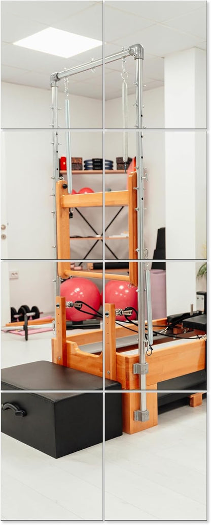 Full Length Wall Mirror Tiles, Gym Mirrors 12" X 15" X 4Pcs Square Wall Mounted Mirror, Frameless Mirror Tiles for Home Gym, Bedroom, Door