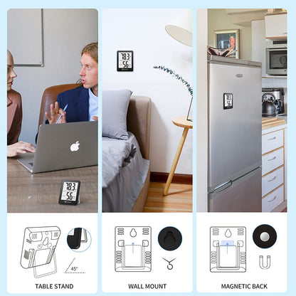 Digital Hygrometer Indoor Thermometer Humidity Meter Room Thermometer with 5S Fast Refresh Accurate Temperature Humidity Monitor for Home, Bedroom, Baby Room, Office, Greenhouse, Cellar (Black)