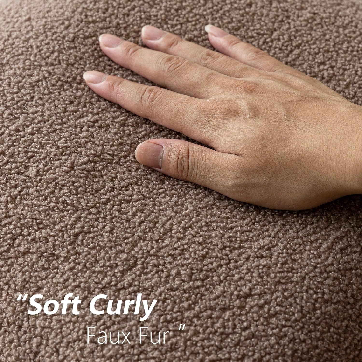 Pack of 2, Curly Faux Fur Decorative Throw Pillow Covers Soft Fuzzy Plush Cushion Case with Zipper Cozy Pillowcase for Home Living Room Couch Bed Sofa 16 X 16 Inch, Chocolate