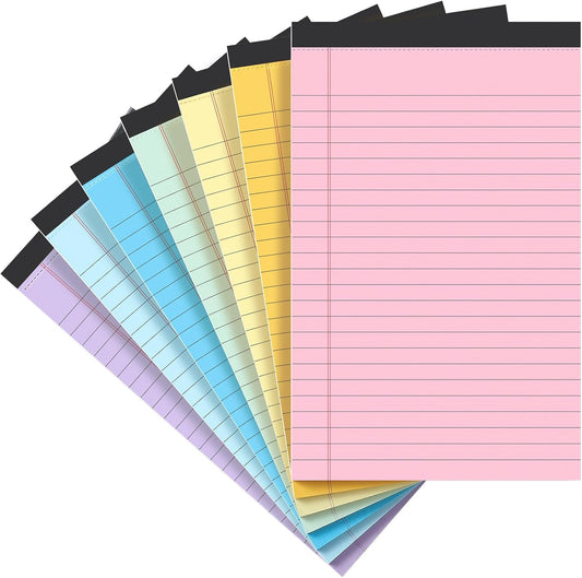 Small Note Pads 5X8, [7 Pack] Colorful College Narrow Ruled Legal Pads,Micro Writing Pads Perforated Lined Note Paper for Study, Office, To-Do Lists, 30 Sheet/Notepad, Multicolor