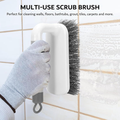 Scrub Brush, Small Cleaning Brushes with Handle, Comfort Grip Shower Scrubber for Cleaning Bathroom, Tub, Kitchen, Sink, Floor, Carpet, 2 Pack (Grey)