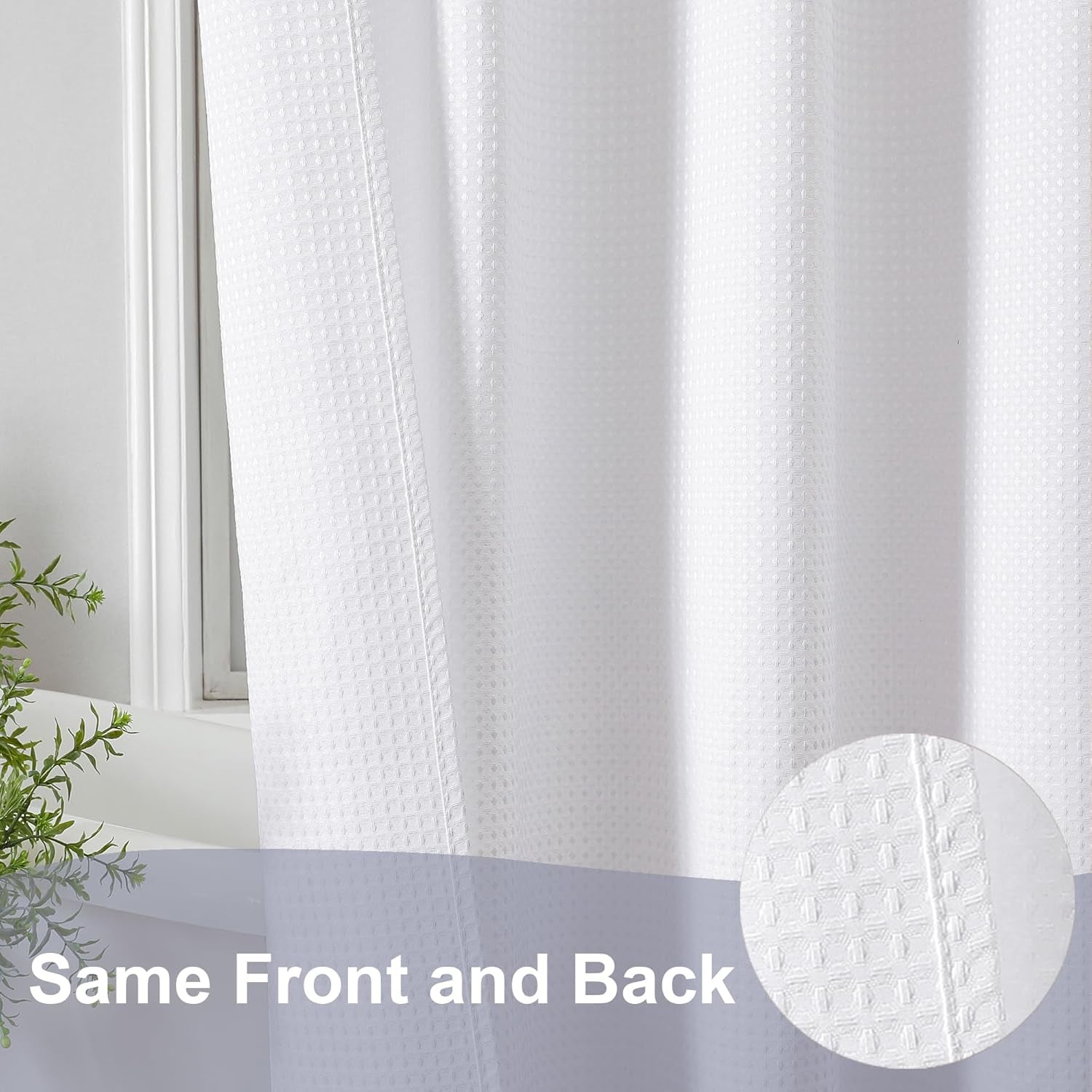 White Shower Curtain, Stall Small Waffle Weave Heavy Fabric Shower Curtains for Narrow Size Bathroom, Waterproof Soft Hotel Spa Luxury Bath Curtain Set, Machine Washable, White, 36X72 Inch