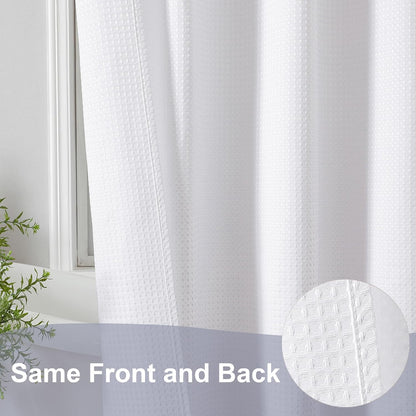 White Shower Curtain, Stall Small Waffle Weave Heavy Fabric Shower Curtains for Narrow Size Bathroom, Waterproof Soft Hotel Spa Luxury Bath Curtain Set, Machine Washable, White, 36X72 Inch