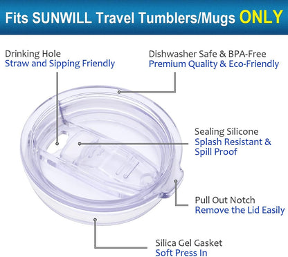 Lid 20Oz Travel Tumblers Only, Spill Proof Lid, Splash Resistant Silicone Sliding Covers Replacement 2 Pack, Straw Friendly, BPA Free